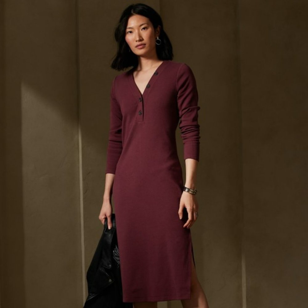 Women's Henley Knit Midi Dress